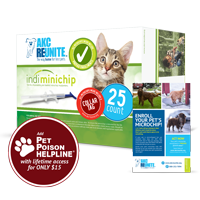25-count Indi Minichips with Prepaid Enrollments and Pet Poison Helpline And Collar Tags