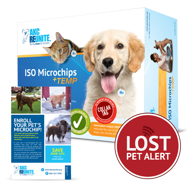 25 ISO Microchips +Temp with Prepaid Enrollment and Lost Pet Alert