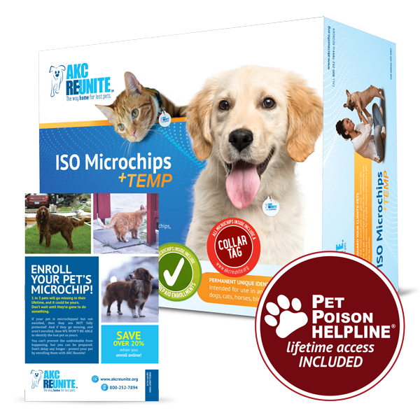 25 ISO Microchips +Temp with Prepaid Enrollment and Pet Poison Helpline
