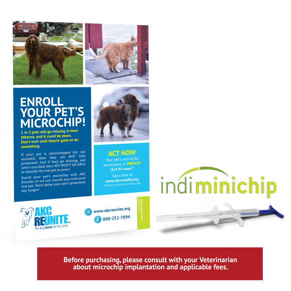 Single Indi Minichip with Prepaid Enrollment and Collar Tag